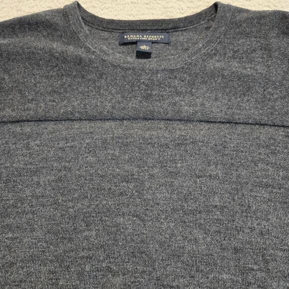 Banana Republic Men's Extra Fine Merino Wool Pullover Sweater Charcoal Gray Sz L - Picture 8 of 9